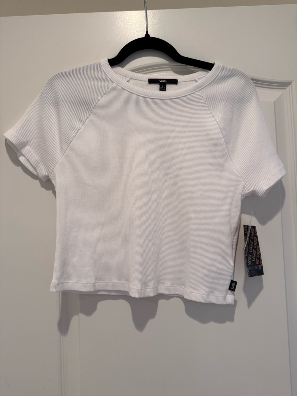 Vans White Ribbed Cropped Tee